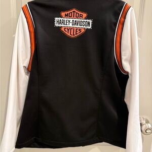 Harley-Davidson Womens Black and Orange rhinestone jacket. Size Large.